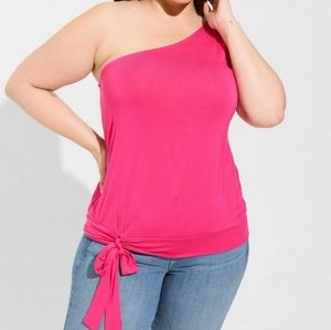 🎊Super Soft One Shoulder Tie Front Crop Top